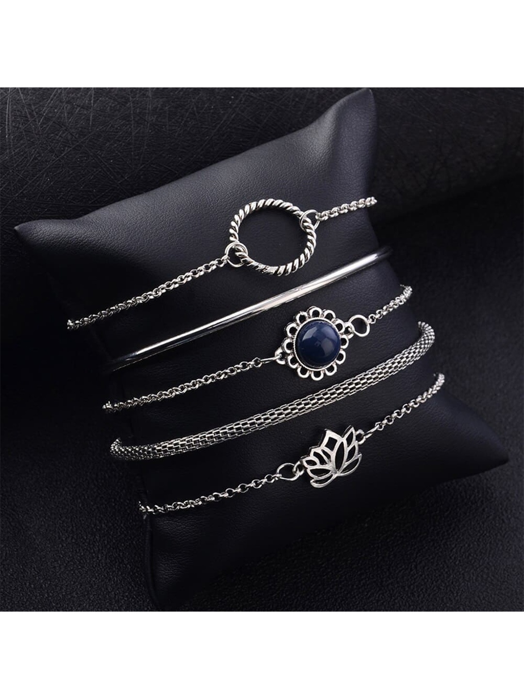 

Fashion Frill Women Set of 5 Silver-Plated Multistrand Bracelet