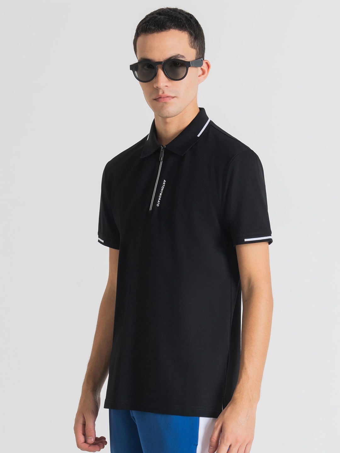 

Antony Morato Men Polo Collar Slim Fit T-shirt, Black