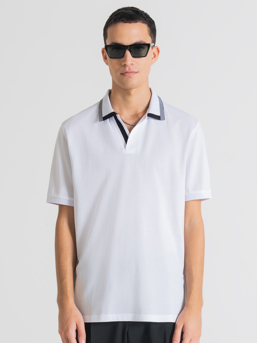 

Antony Morato Men Polo Collar Cotton T-shirt, White