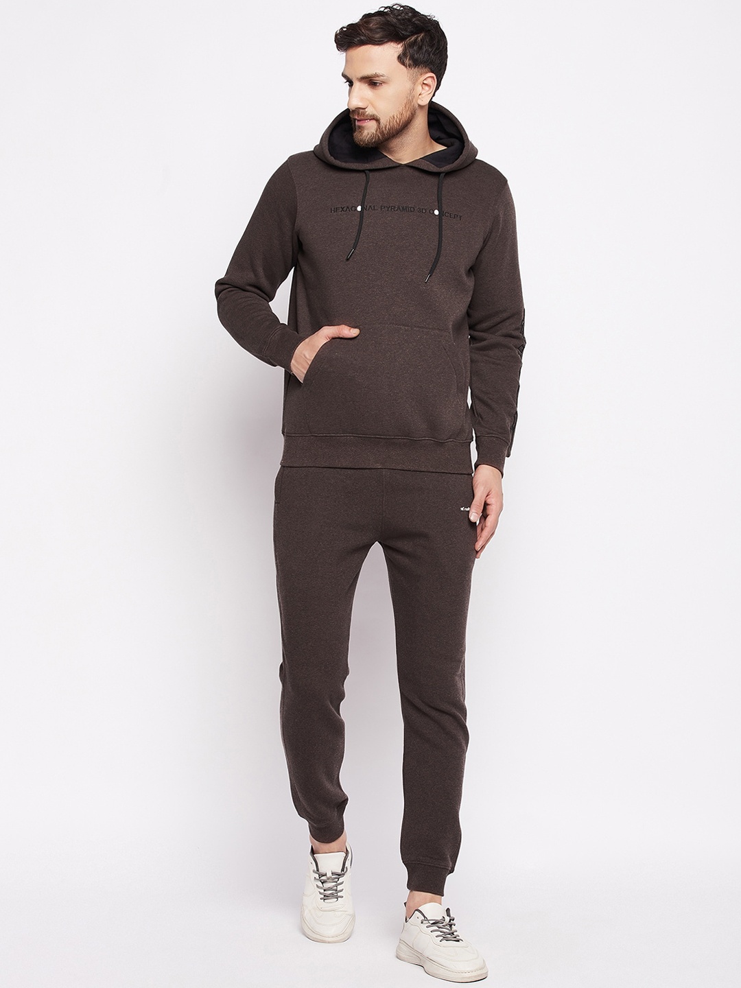 

98 Degree North Fleece Hooded Tracksuits, Coffee brown