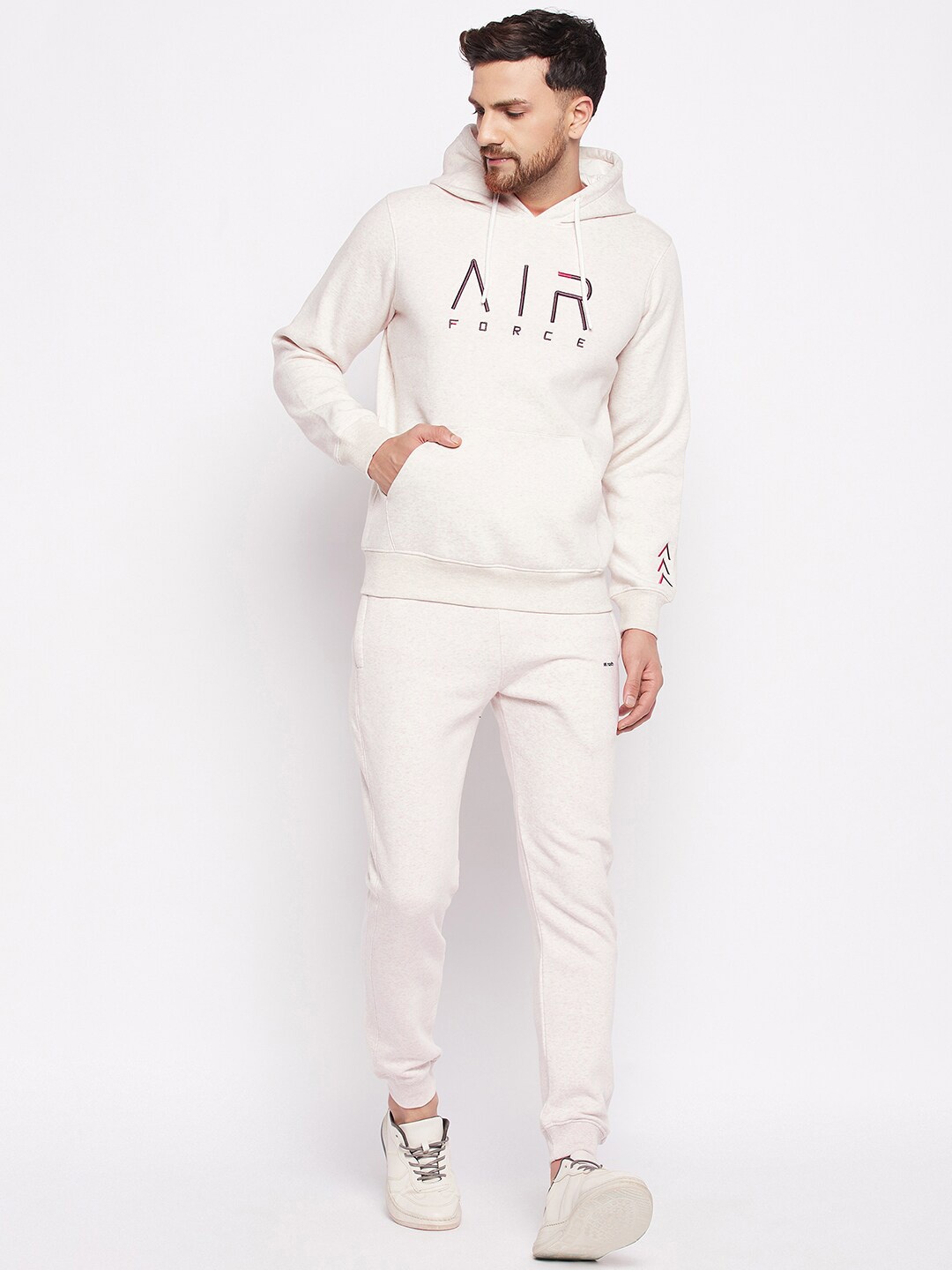 

98 Degree North Men Fleece Hooded Tracksuit, White