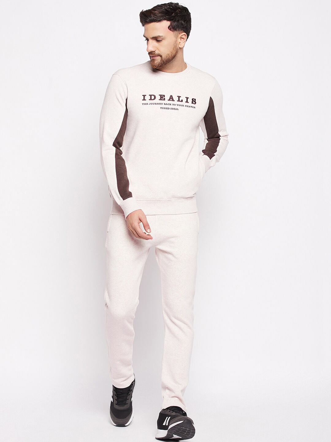 

98 Degree North Self Designed Fleece Sports Tracksuit, White