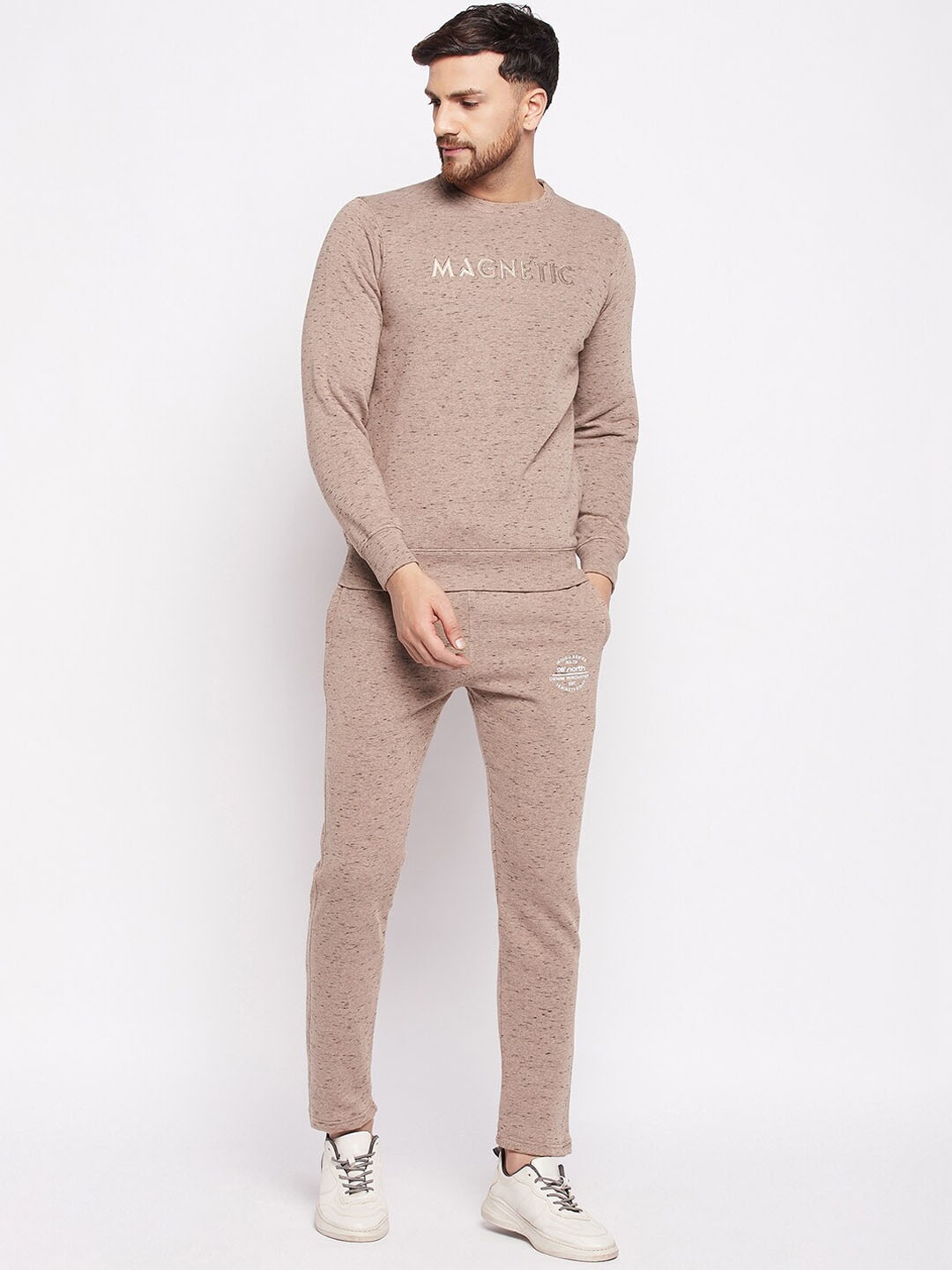 

98 Degree North Self-Design Fleece Tracksuits, Camel brown