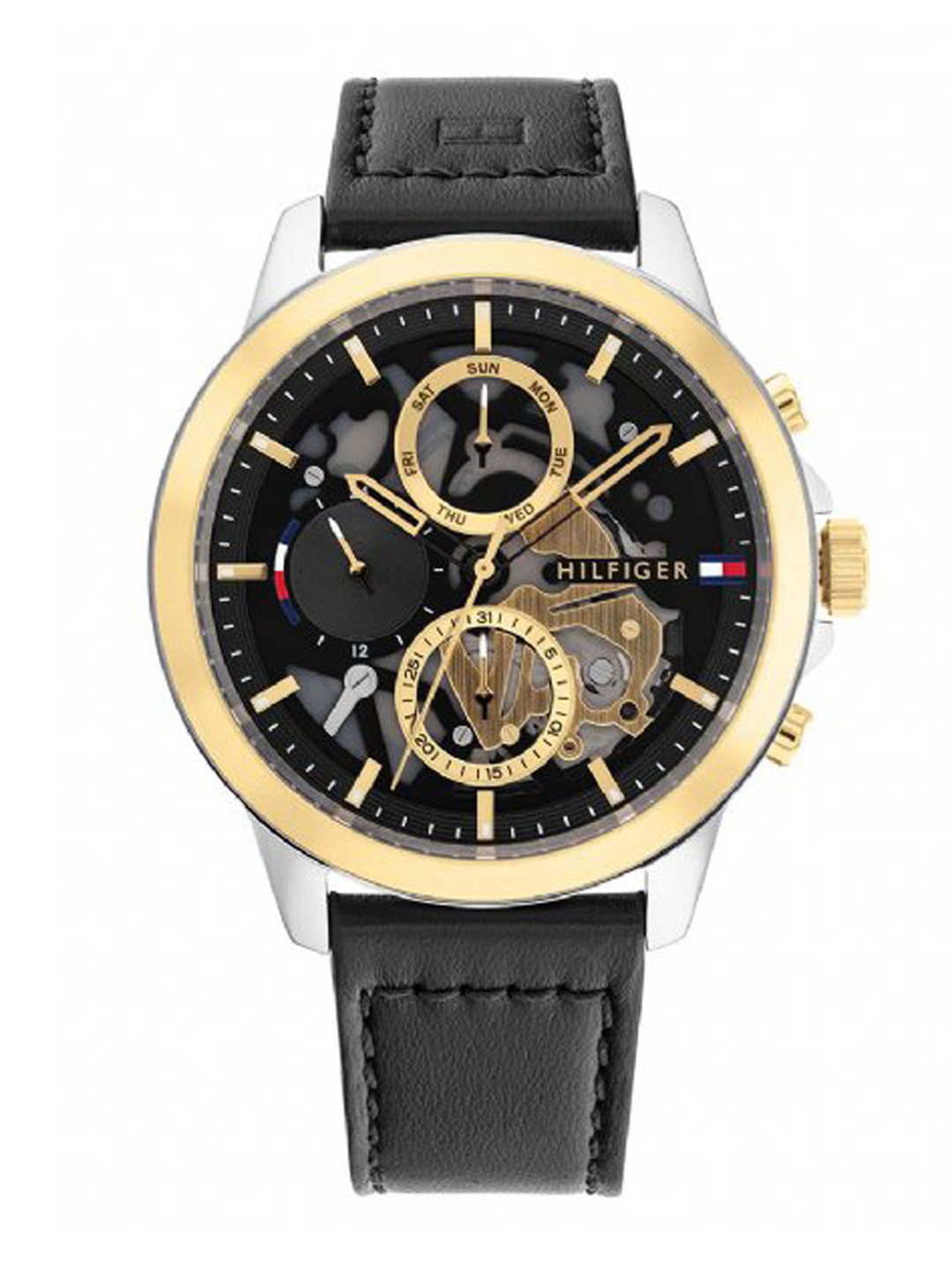 

Tommy Hilfiger Men Skeleton Dial & Leather Straps Analogue Watch TH1710474W, Black
