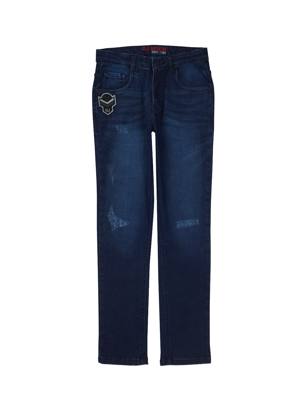 

Gini and Jony Boys Mid-Rise Low Distress Light Fade Cotton Denim Jeans, Navy blue