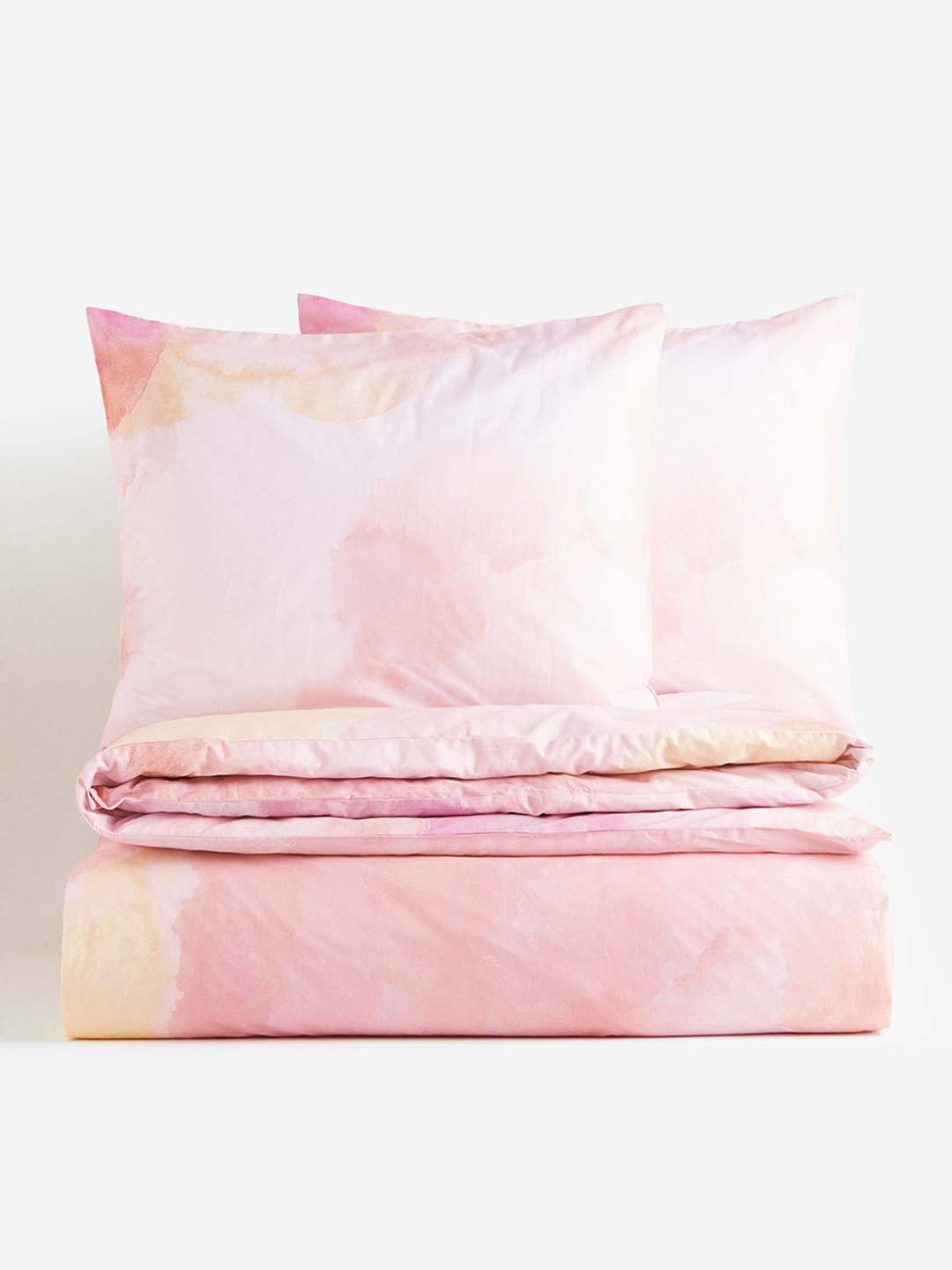 

H&M Pink Patterned Pure Cotton Double/King Size Duvet Cover Set