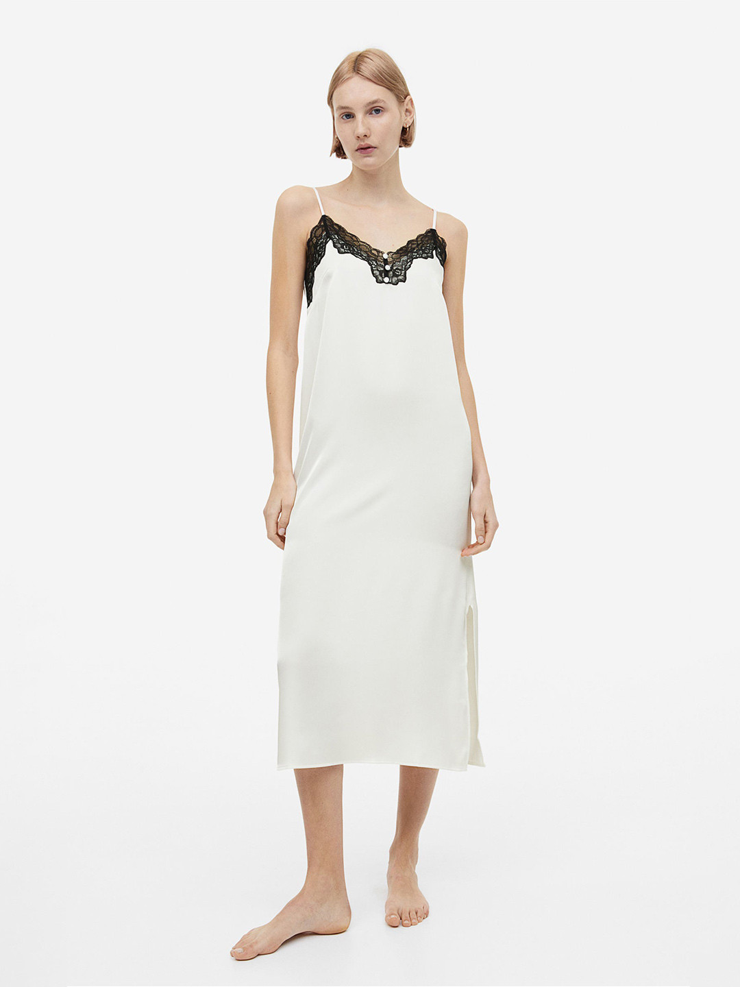 

H&M Women Satin Nightslip, White