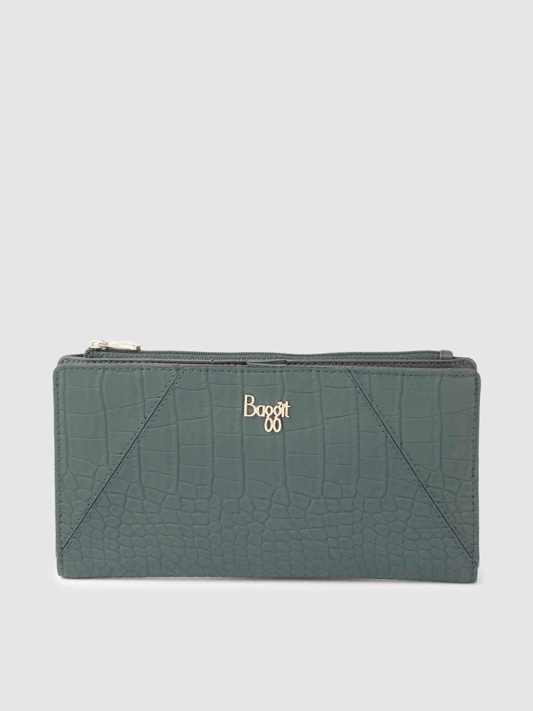 

Baggit Women Dinosaur Textured PU Two Fold Wallet, Green