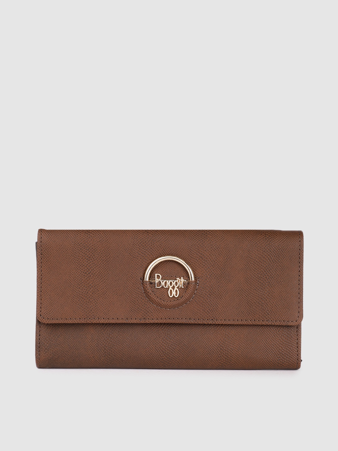 

Baggit Women Snake Textured Two-Fold Wallet, Brown