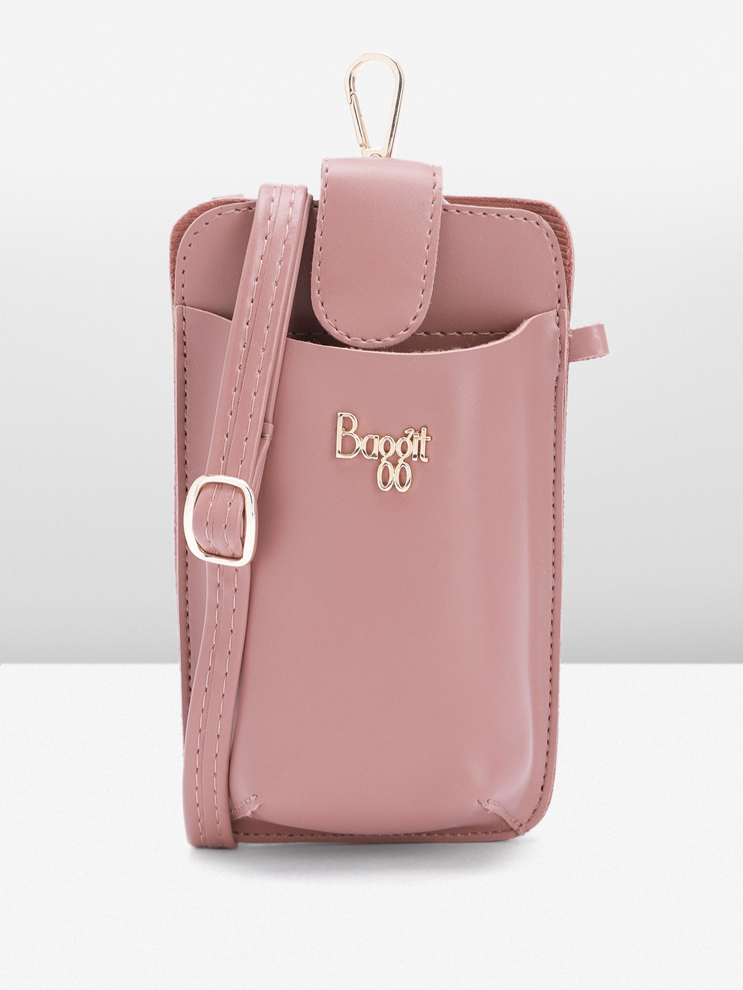 

Baggit Women Solid Mobile Pouch with A Detachable Sling Strap, Mauve