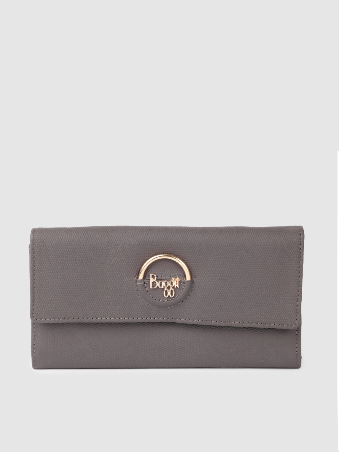 

Baggit Women Minute Geometric Textured PU Envelope Wallet, Charcoal