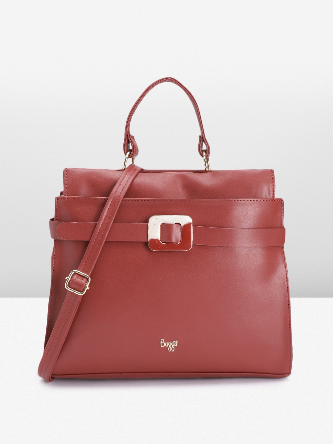 

Baggit Structured Handheld Bag with Buckle Detail, Red