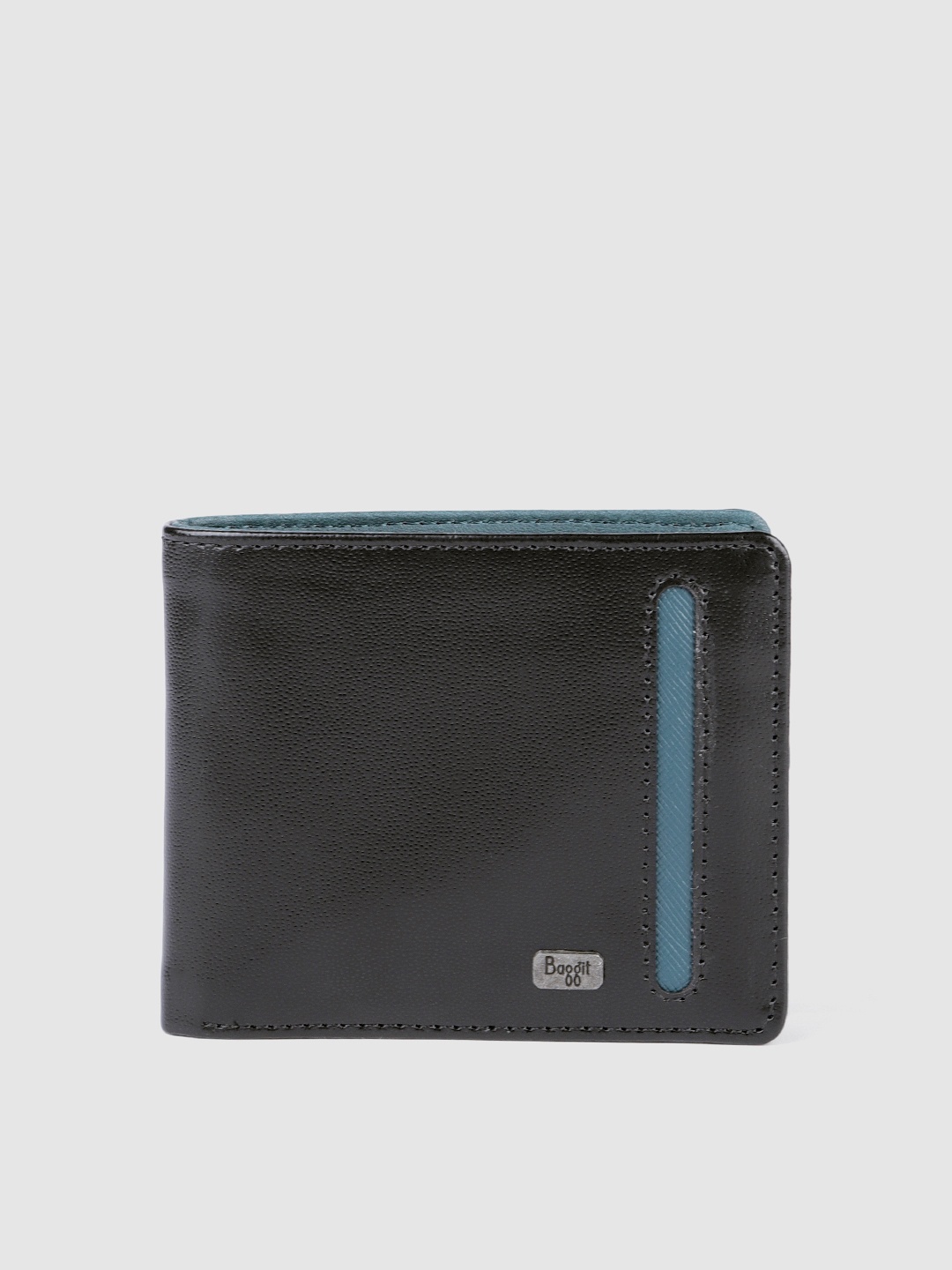 

Baggit Men Solid PU Two Fold Wallet, Black