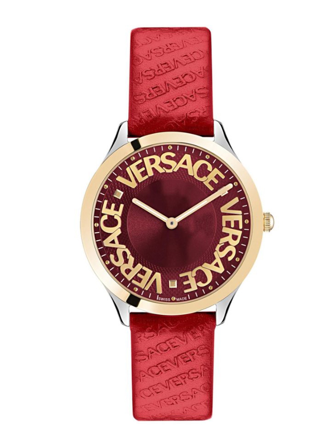 

Versace Women Textured Dial & Leather Straps Analogue Watch VE2O00222, Red