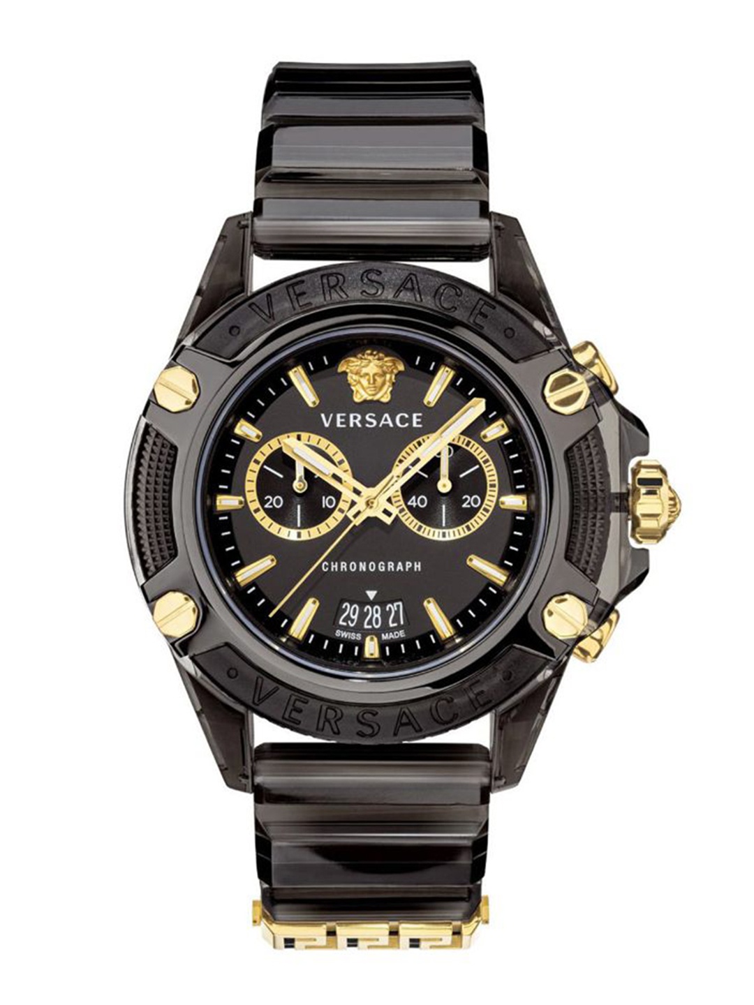 

Versace Dial & Straps Analogue Chronograph Watch VEZ700421, Black
