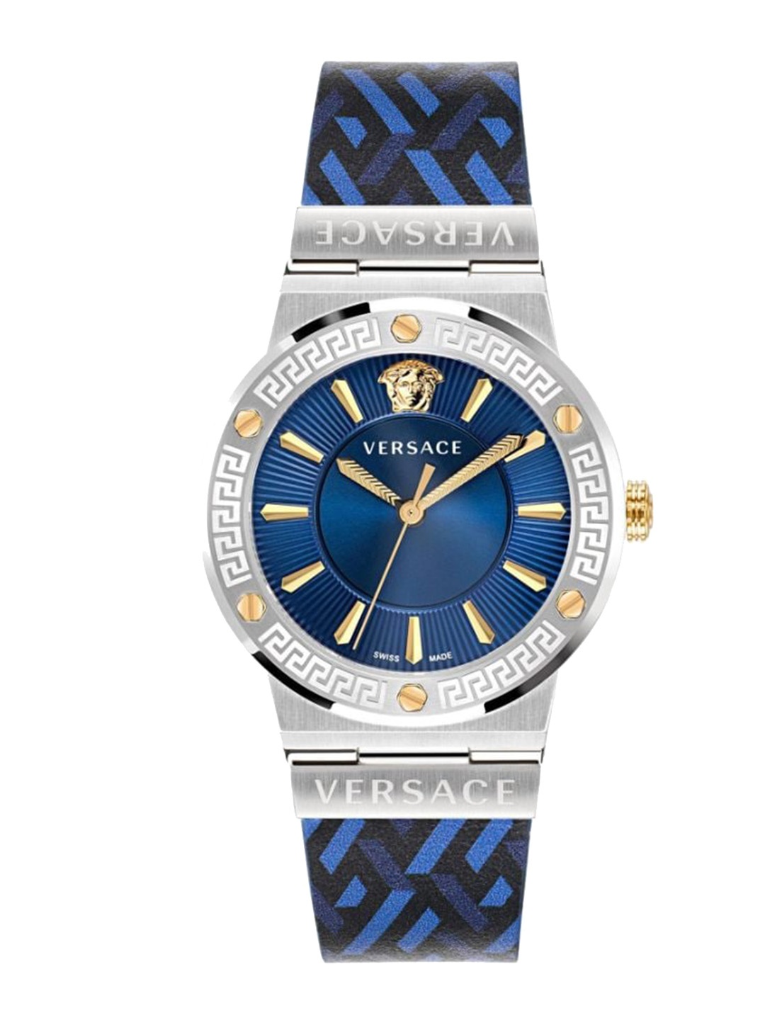 

Versace Women Textured Dial & Leather Straps Analogue Watch VEVH01421, Blue