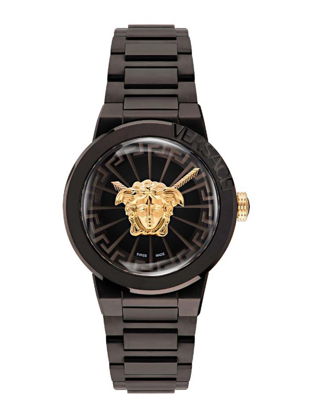 

Versace Women Embellished Dial & Stainless Steel Bracelet Style Straps Analogue Watch VE3F00622, Black