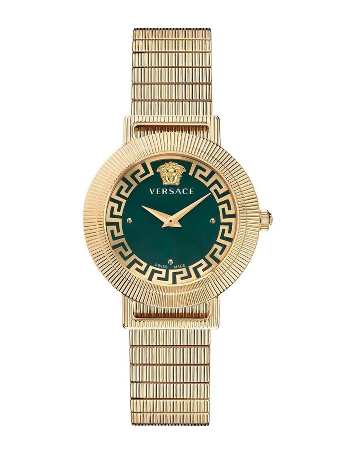 

Versace Women Embellished Dial & Stainless Steel Bracelet Style Straps Analogue Watch VE3D00522, Green