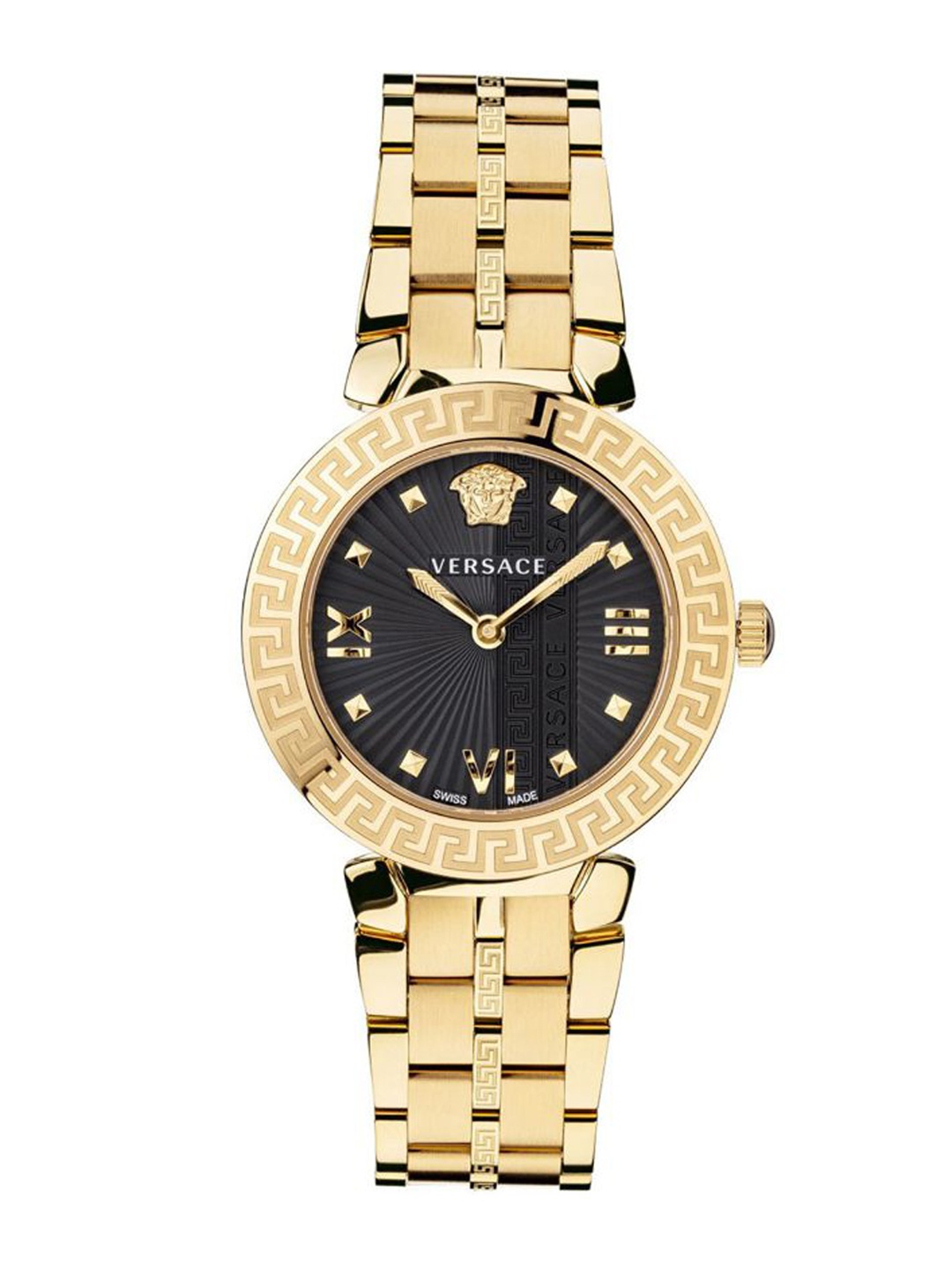 

Versace Women Embellished Dial & Stainless Steel Bracelet Style Straps Analogue Watch VEZ600521, Black