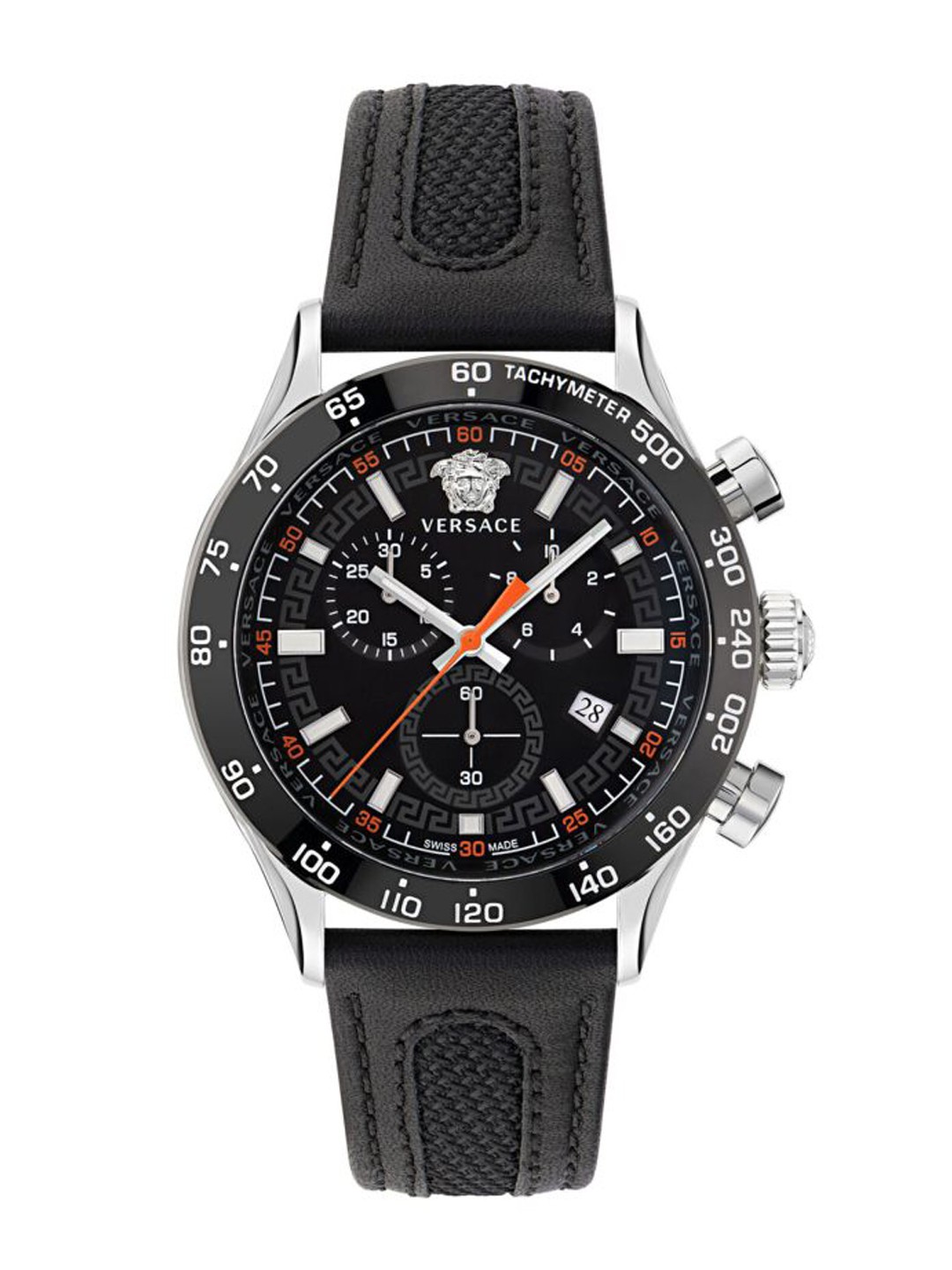 

Versace Men Dial & Leather Textured Straps Analogue Watch VE2U00122, Black