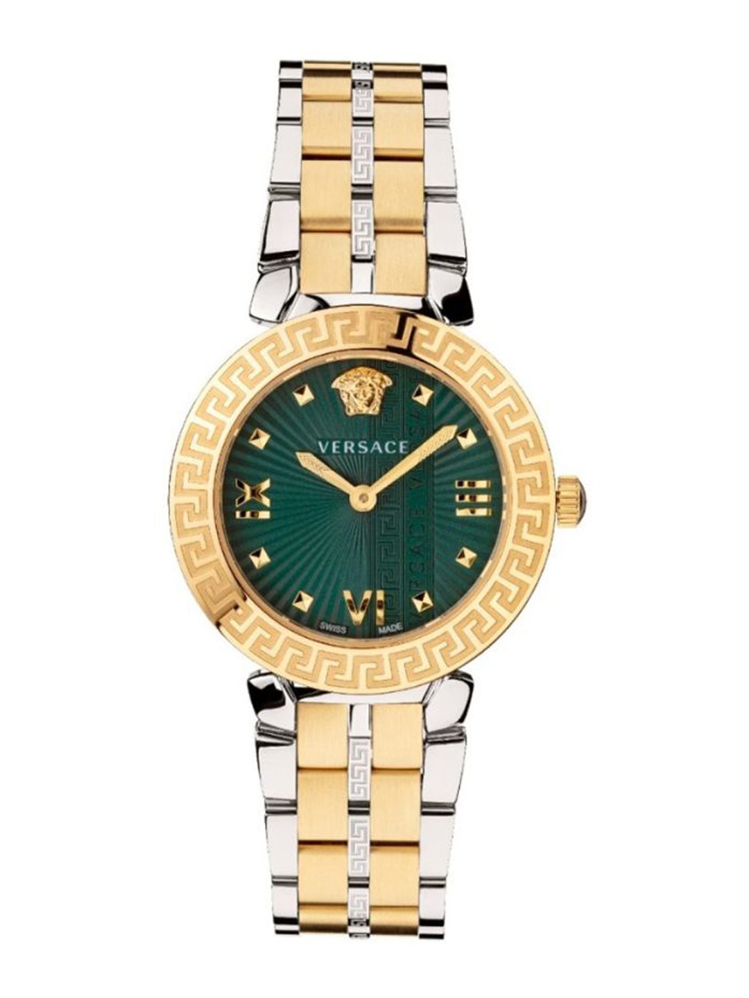 

Versace Women Embellished Dial & Stainless Steel Bracelet Style Straps Analogue Watch VEZ600321, Green