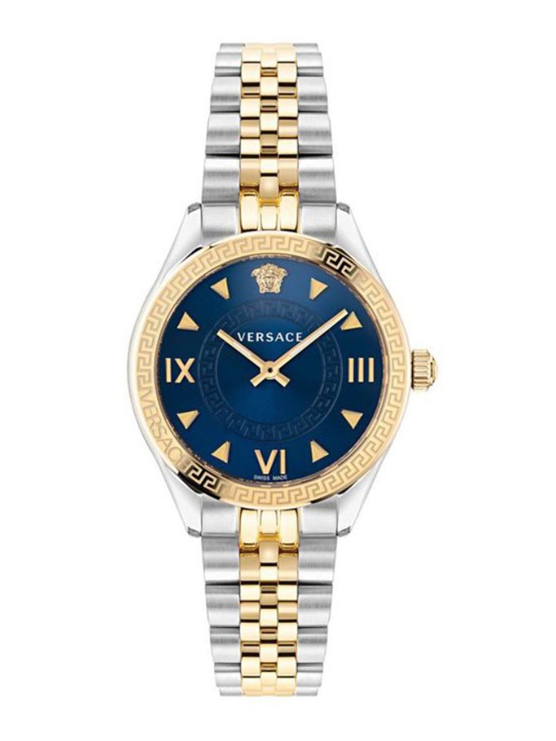 

Versace Women Patterned Dial & Stainless Steel Bracelet Style Straps Analogue Watch VE2S00522, Blue