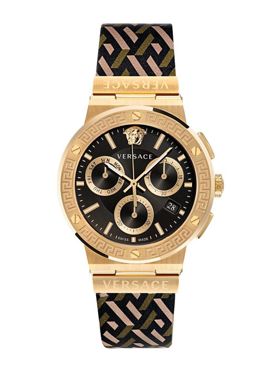 

Versace Men Dial & Leather Textured Straps Analogue Watch VEZ900621, Black