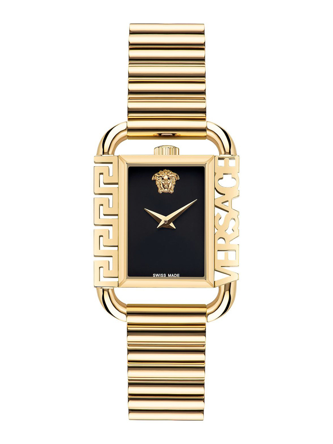 

Versace Embellished Dial & Stainless Steel Bracelet Style Straps Analogue Watch VE3B00522, Black