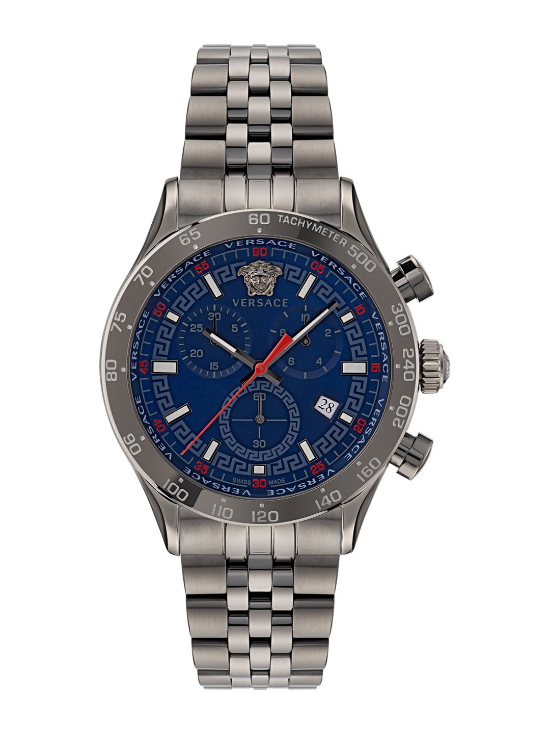 

Versace Men Printed Dial & Stainless Steel Bracelet Style Straps Analogue Watch VE2U00722, Blue