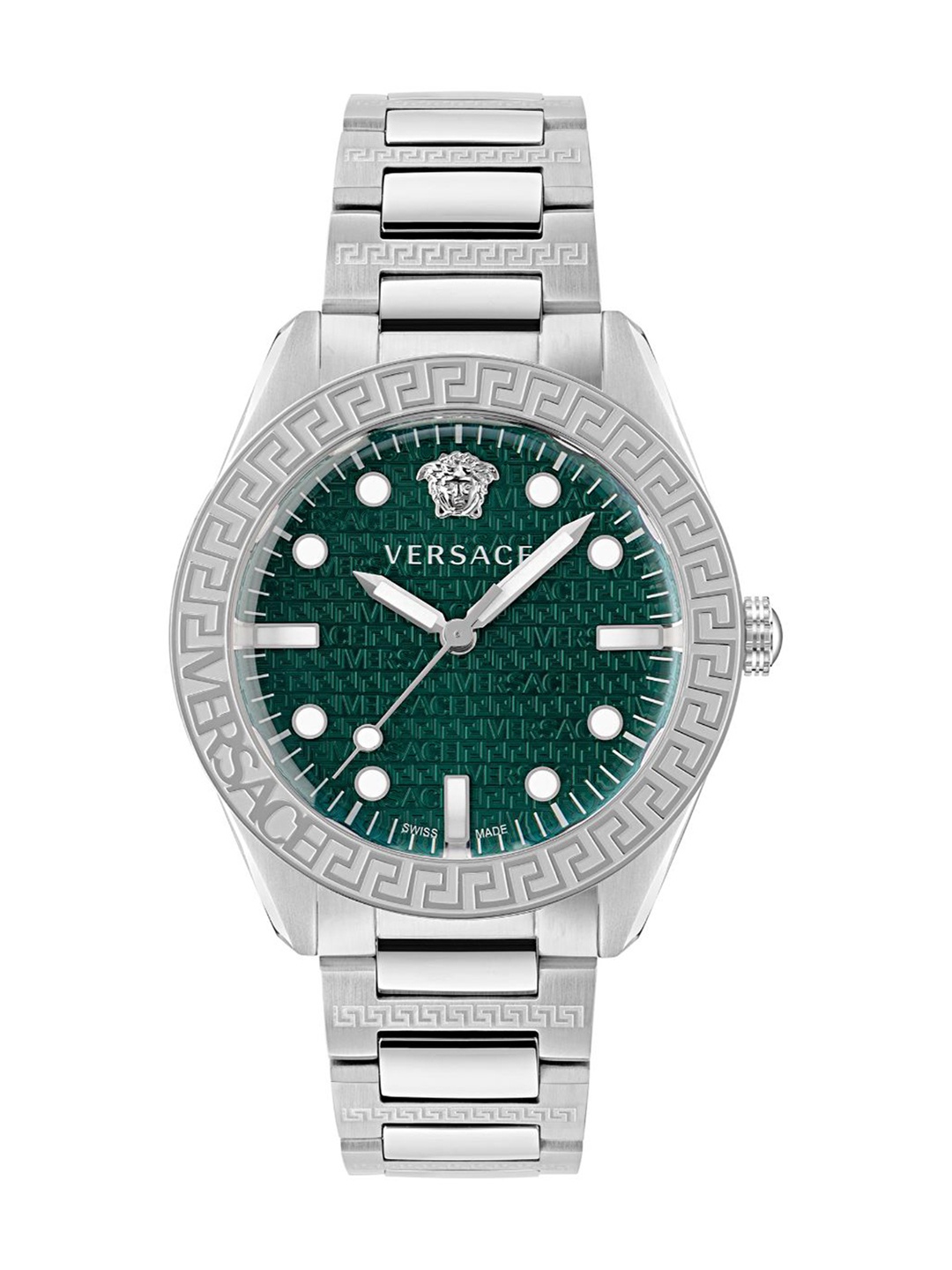 

Versace Men Dial & Stainless Steel Bracelet Style Straps Swiss Made Analogue Watch, Green