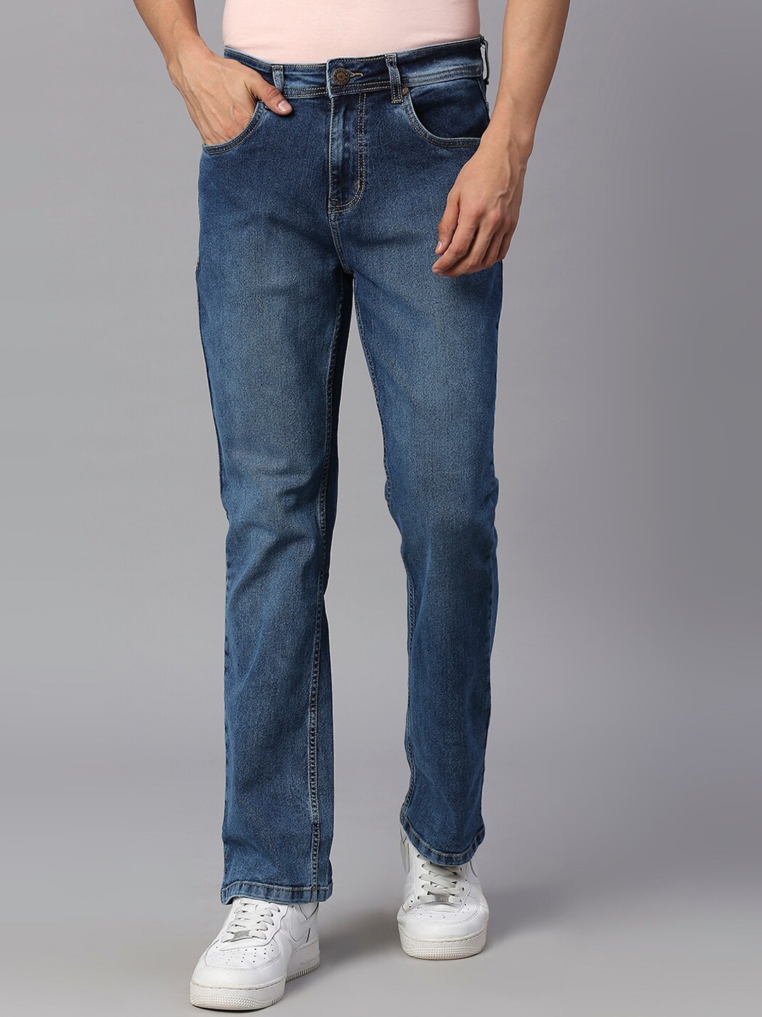 

High Star Men Bootcut Light Fade Stretchable Jeans, Blue