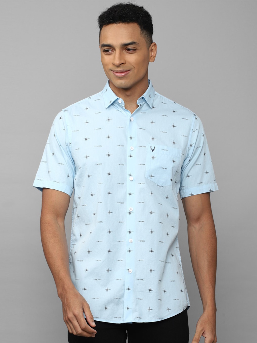 

Allen Solly Slim Fit Abstract Printed Casual Pure Cotton Shirt, Turquoise blue