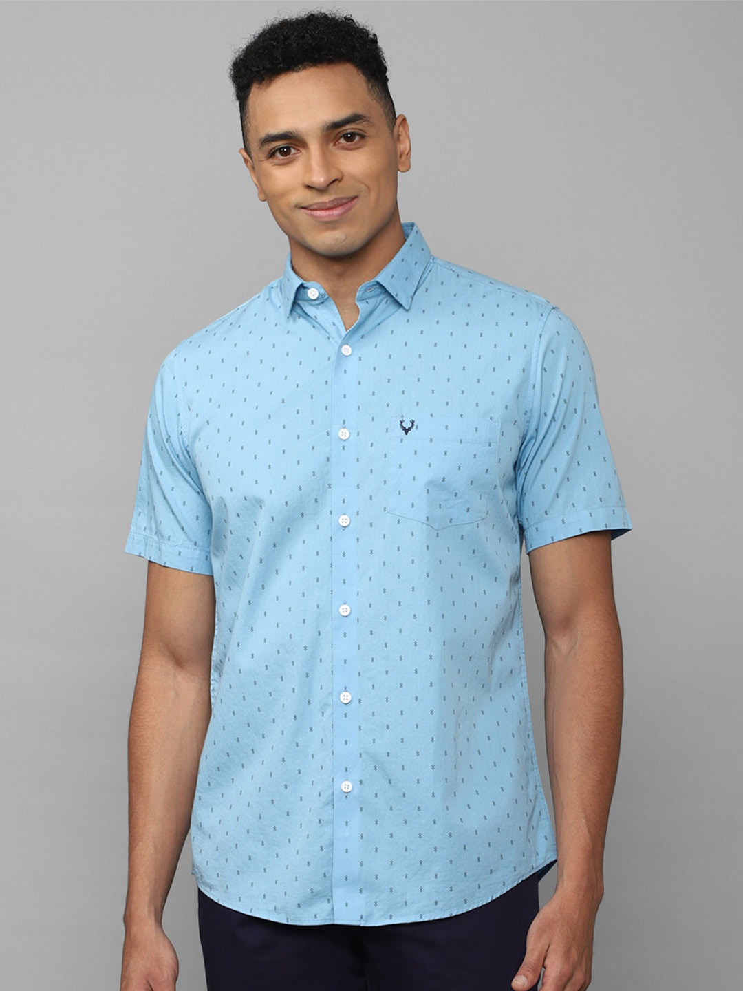 

Allen Solly Slim Fit Printed Pure Cotton Casual Shirt, Blue
