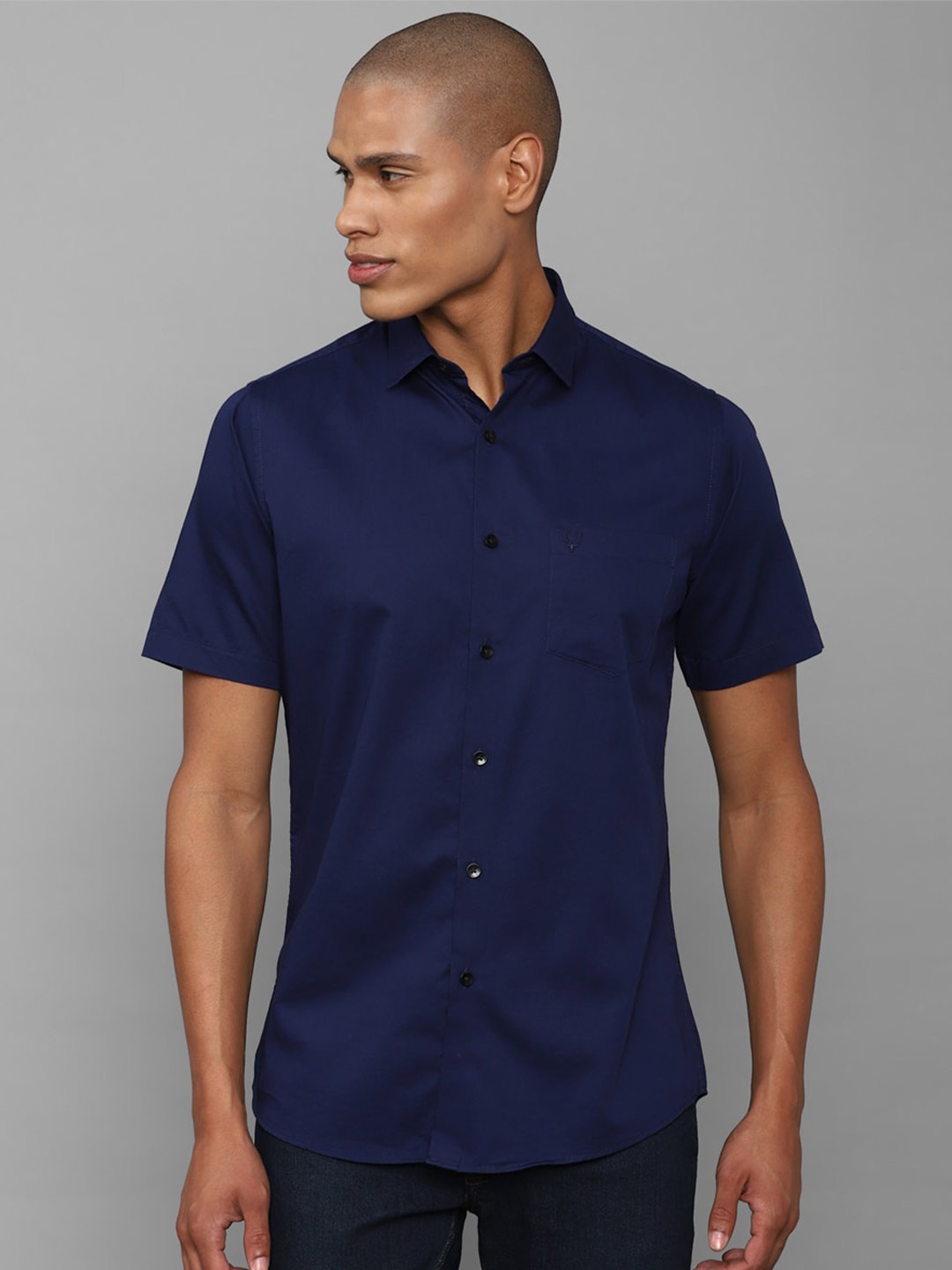

Allen Solly Slim Fit Pure Cotton Casual Shirt, Navy blue