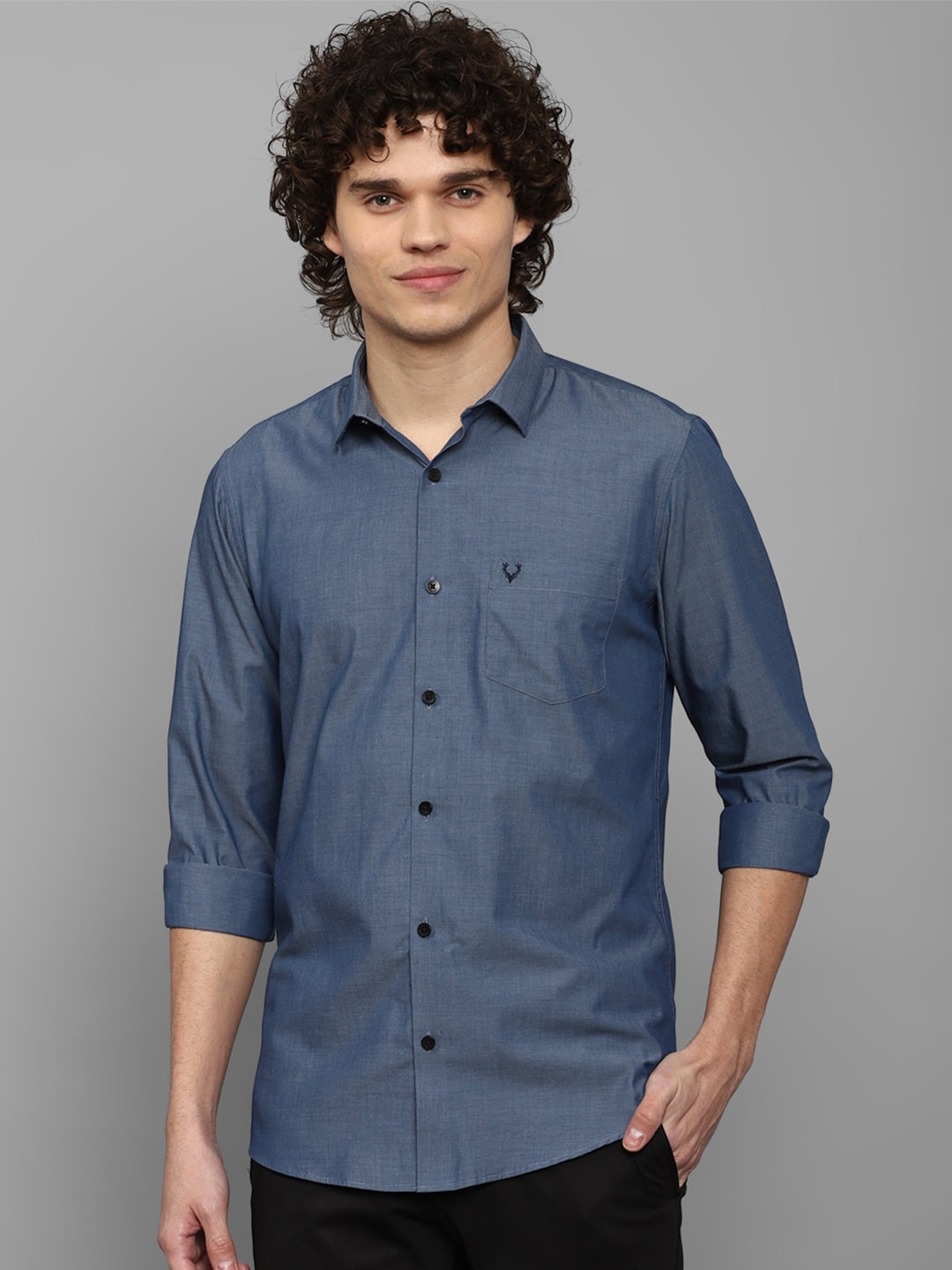 

Allen Solly Men Slim Fit Casual Cotton Shirt, Blue