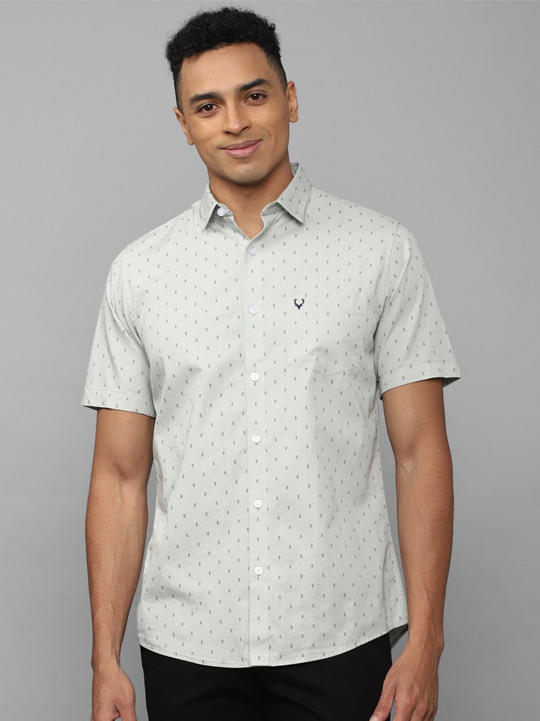 

Allen Solly Slim Fit Micro Ditsy Printed Pure Cotton Casual Shirt, Green