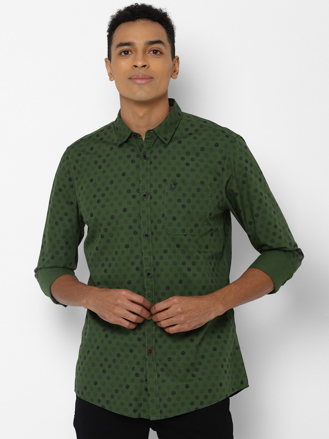 

Allen Solly Sport Conversational Printed Casual Pure Cotton Shirt, Olive