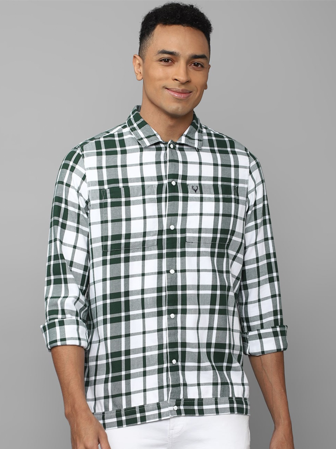 

Allen Solly Sport Tartan Checks Checked Pure Cotton Casual Shirt, Green