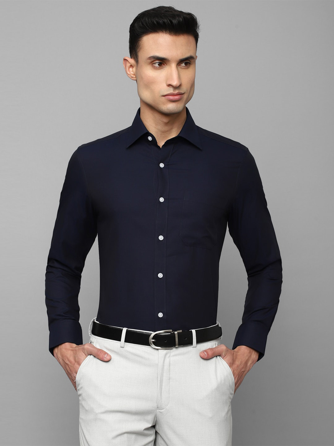 

Louis Philippe Formal Pure Cotton Shirt, Navy blue