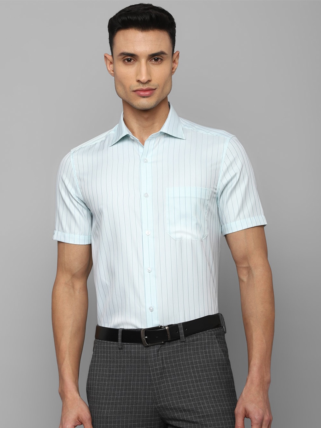 

Louis Philippe Men Pure Cotton Striped Formal Shirt, Blue