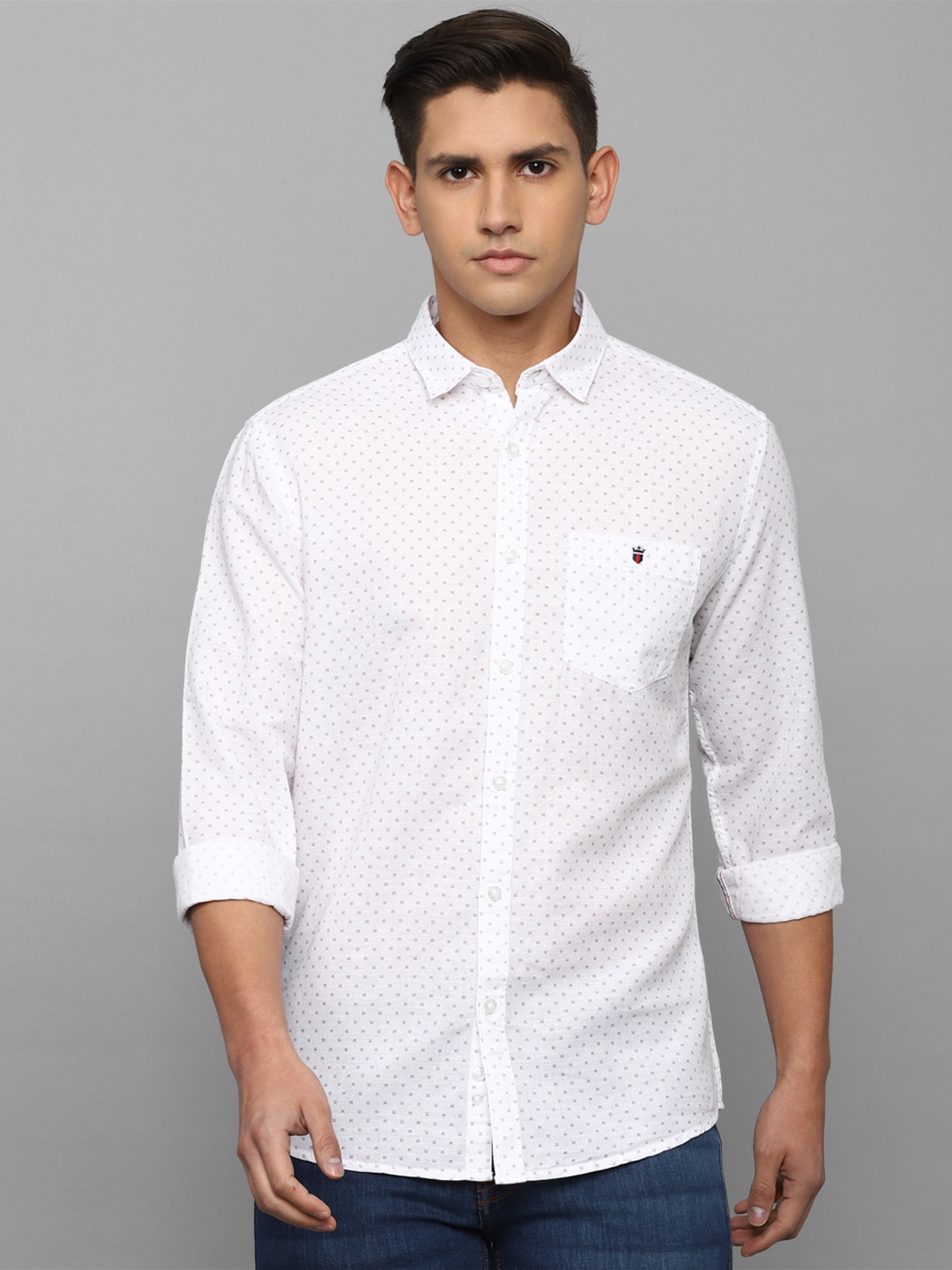 

Louis Philippe Jeans Slim Fit Micro Ditsy Printed Casual Shirt, White
