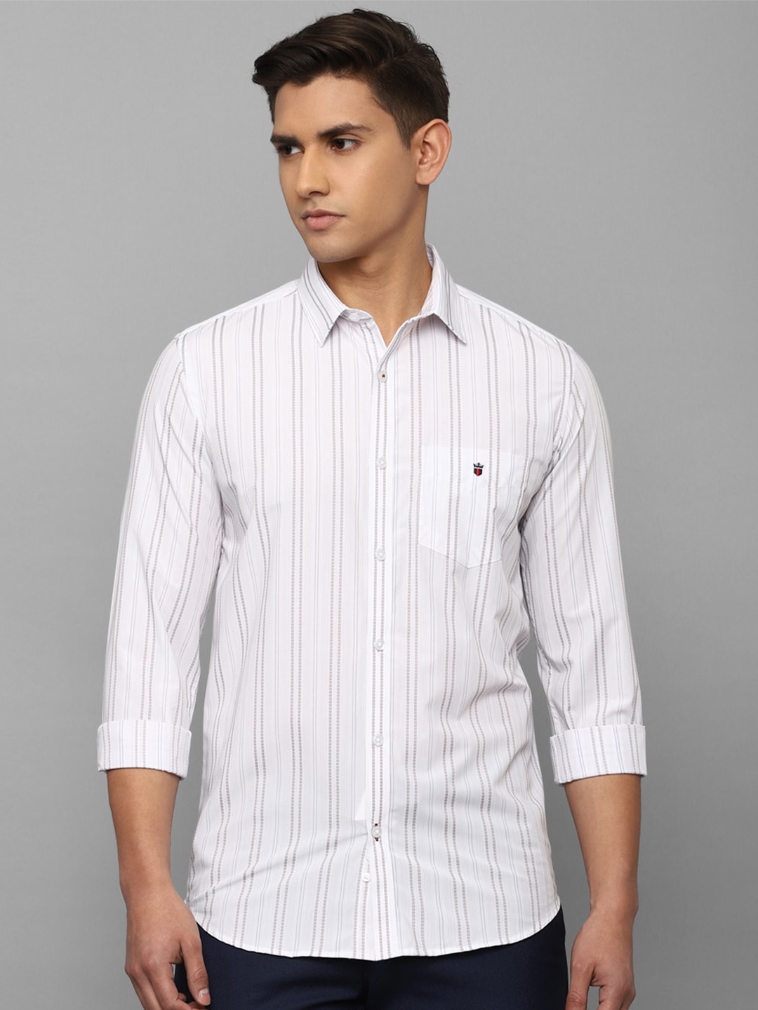 

Louis Philippe Sport Spread Collar Slim Fit Striped Cotton Casual Shirt, White