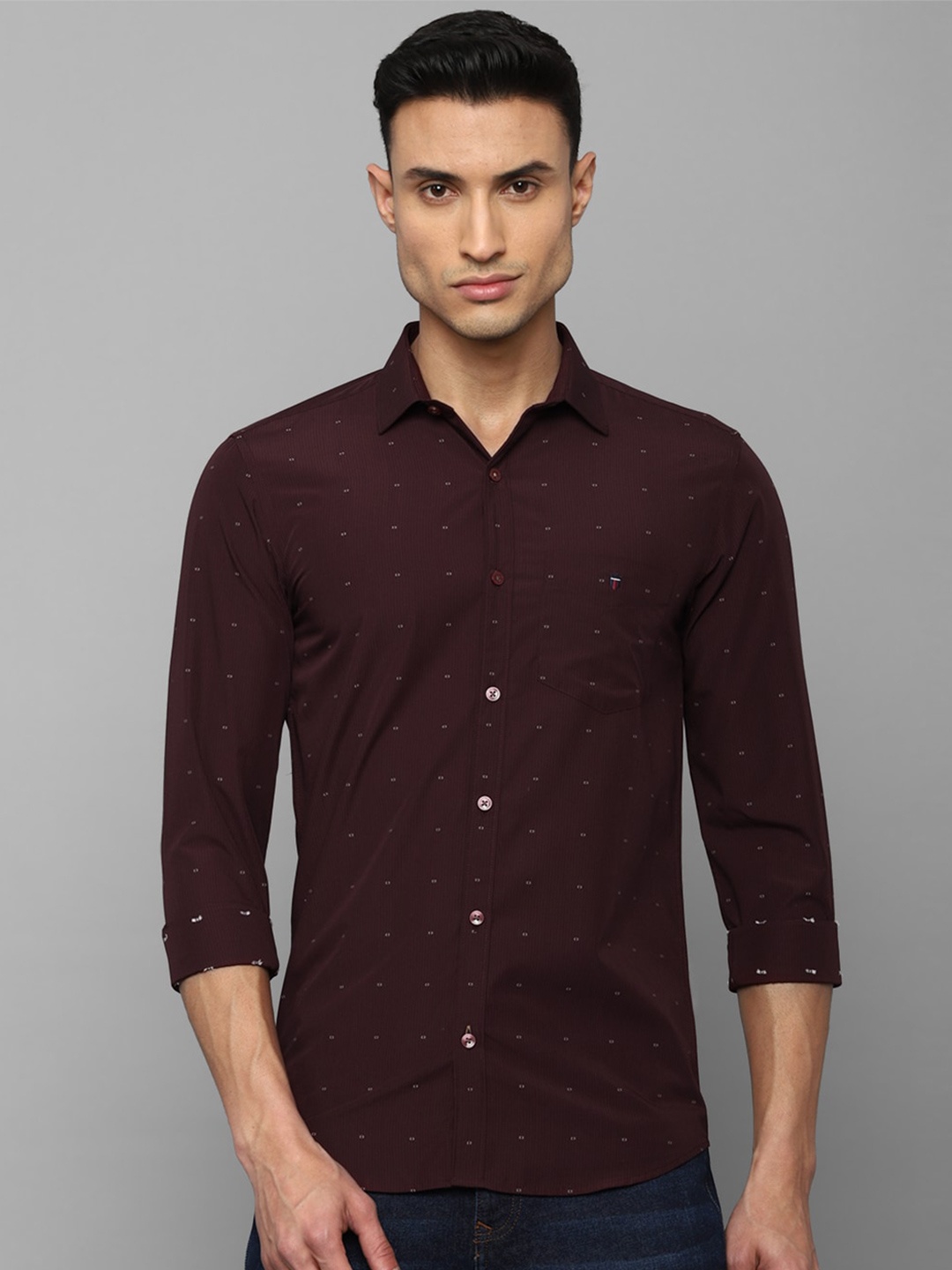 

Louis Philippe Sport Slim Fit Micro Ditsy Printed Casual Shirt, Maroon