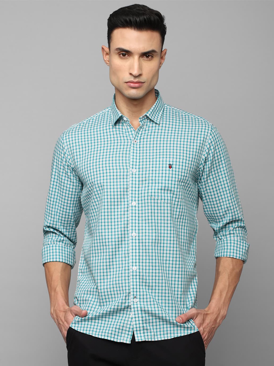 

Louis Philippe Sport Gingham Checked Slim Fit Pure Cotton Casual Shirt, Blue