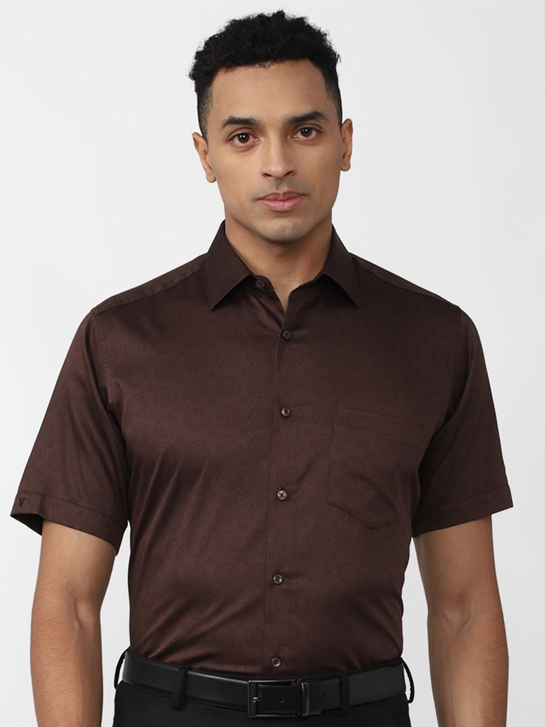 

Van Heusen Men Cotton Regular Fit Formal Shirt, Brown