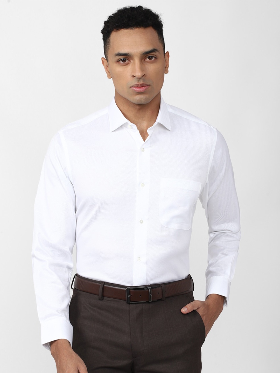 

Van Heusen Self Design Spread Collar Pure Cotton Formal Shirt, White