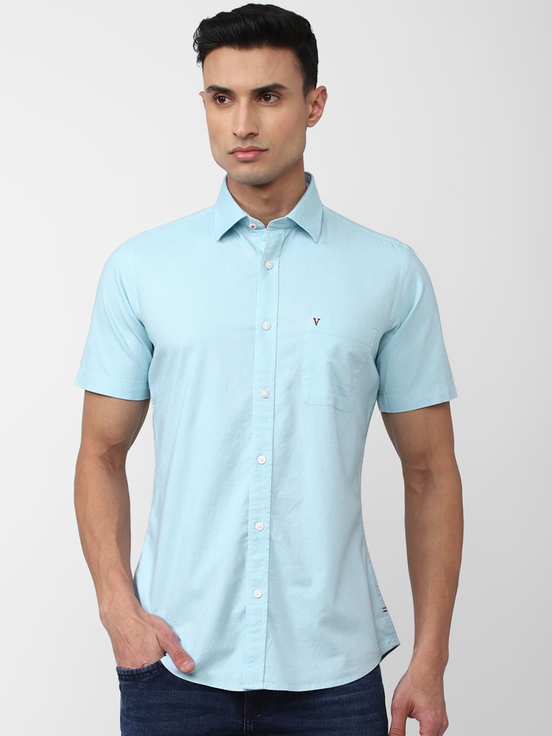 

Van Heusen Sport Spread Collar Cotton Casual Shirt, Blue