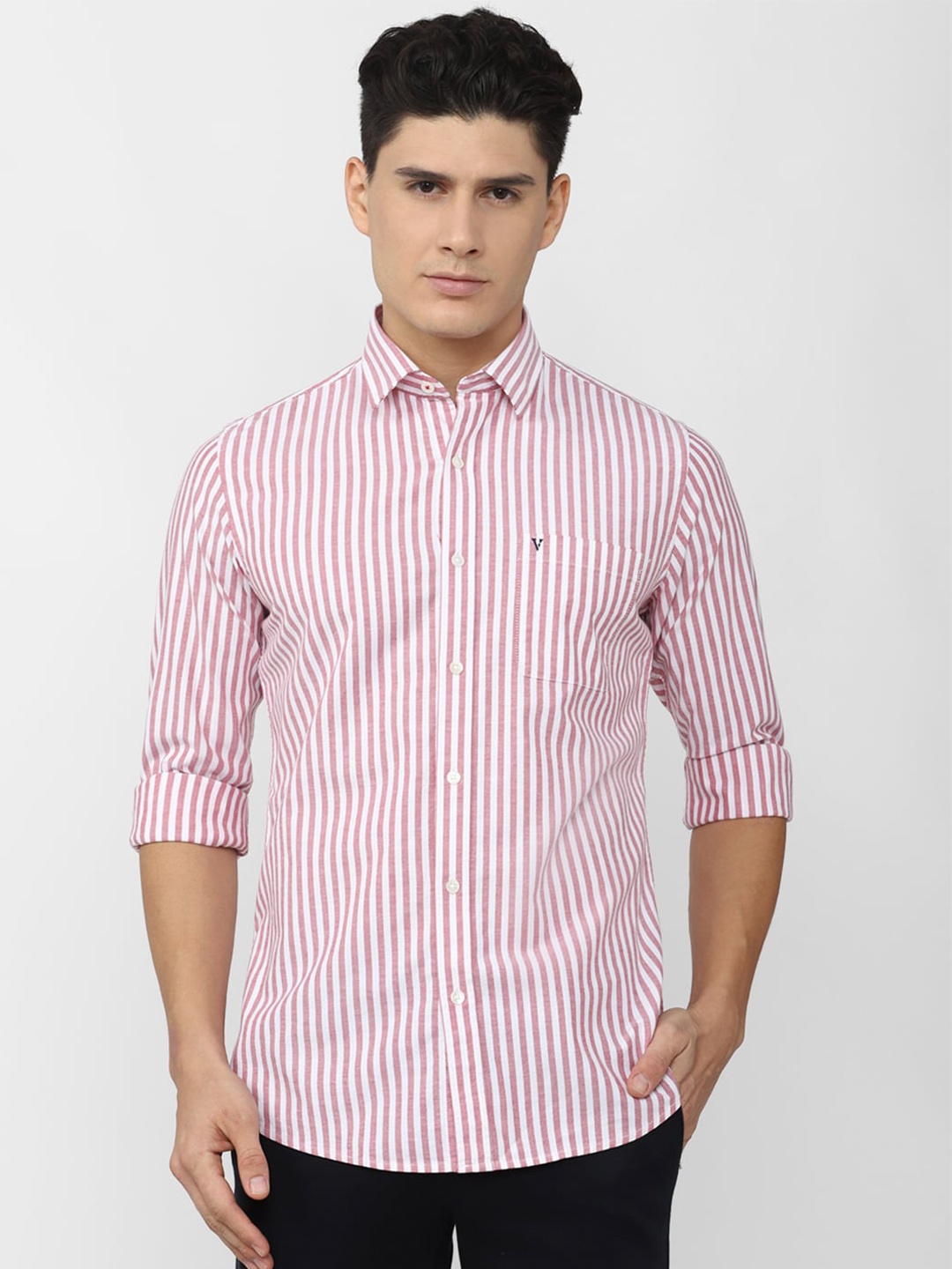 

Van Heusen Sport Striped Slim Fit Pure Cotton Casual Shirt, Pink