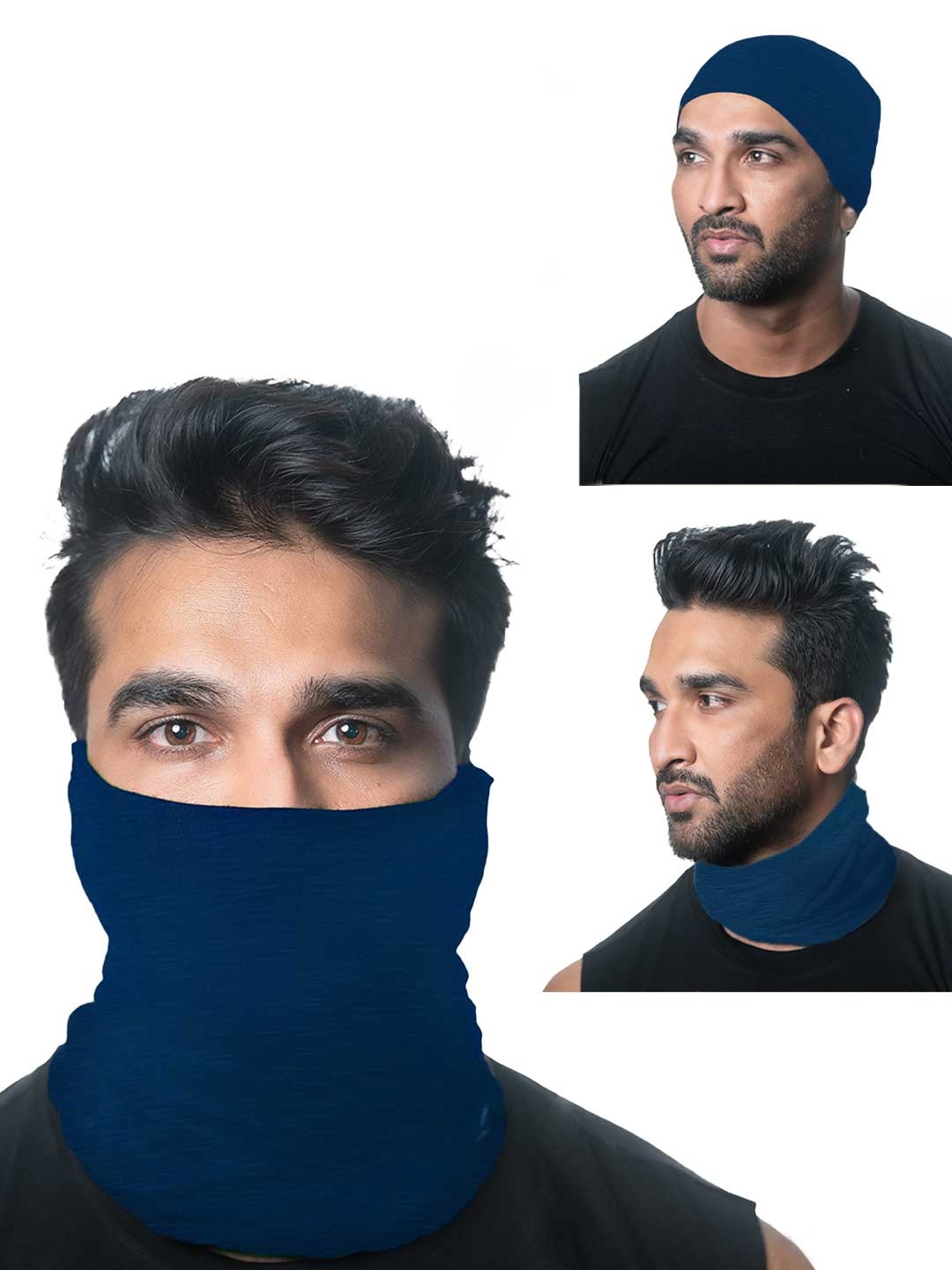 

Heelium Unisex Pack of 3 Bamboo Soft Odour-free & Breathable Multipurpose Bandana, Navy blue