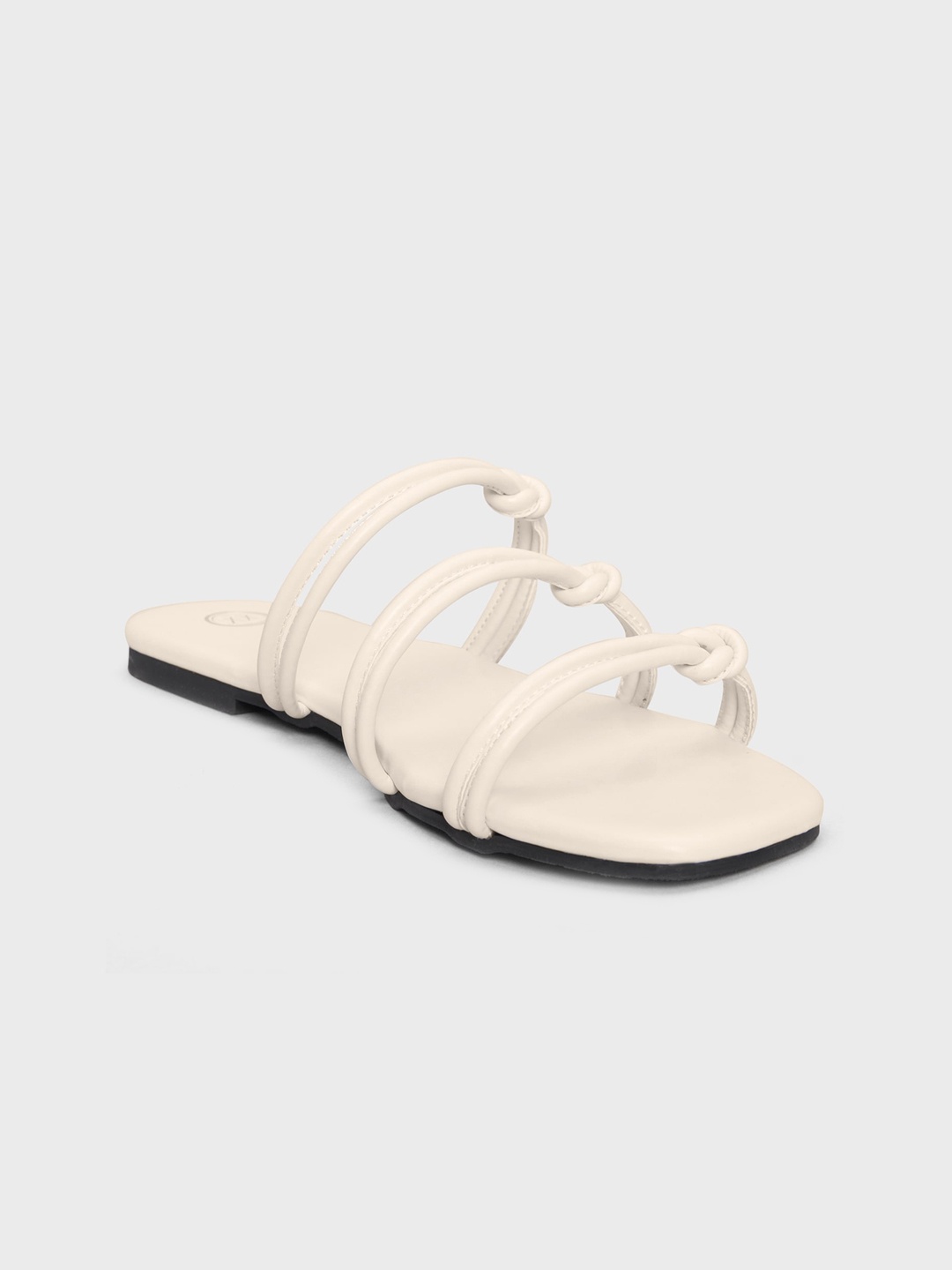 

20Dresses Triple Strap Open Toe Flats, Off white